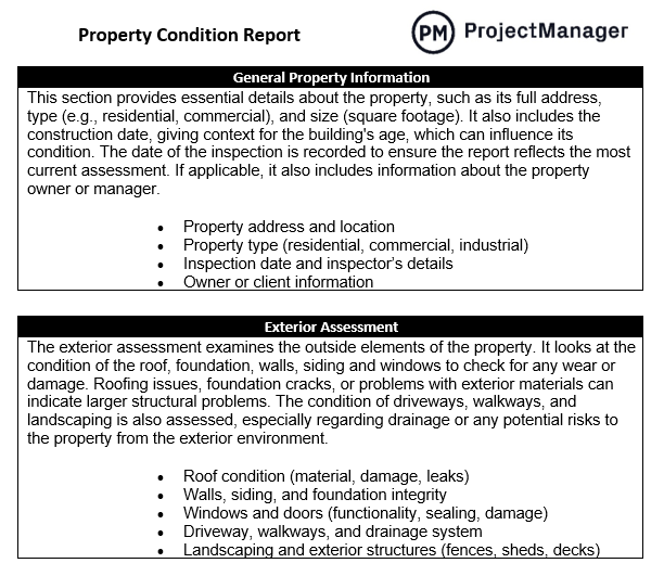 Property condition report template for Word