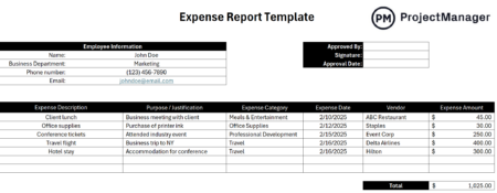 Expense Report Template for Excel (Free Download)