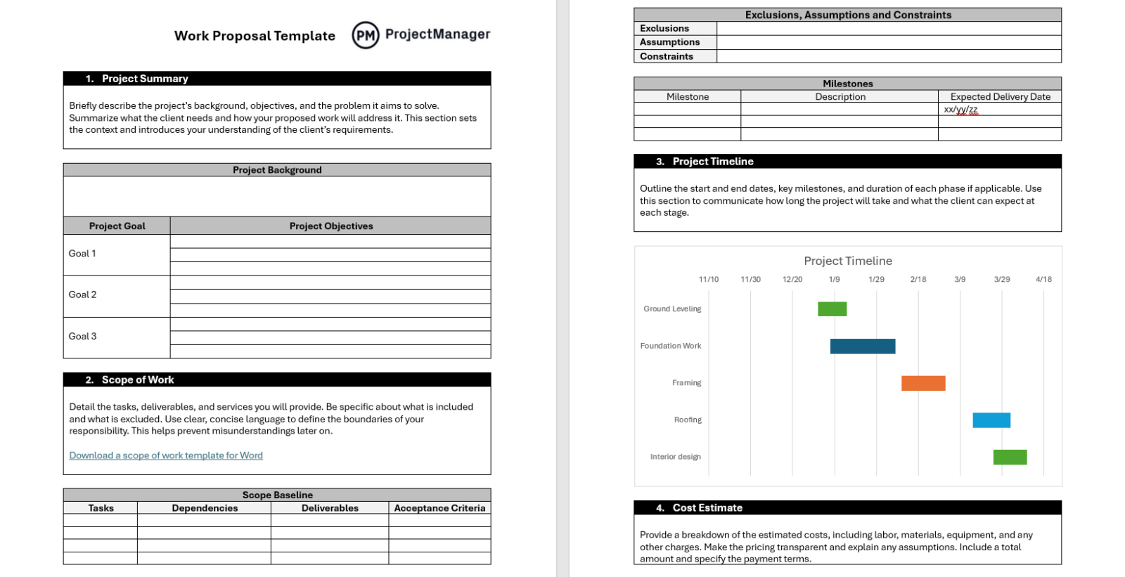 How to write a proposal, work proposal template