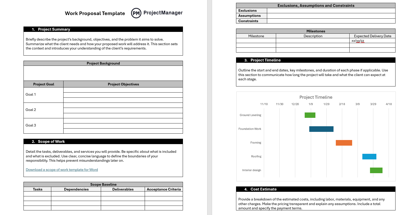 Free work proposal template for Word