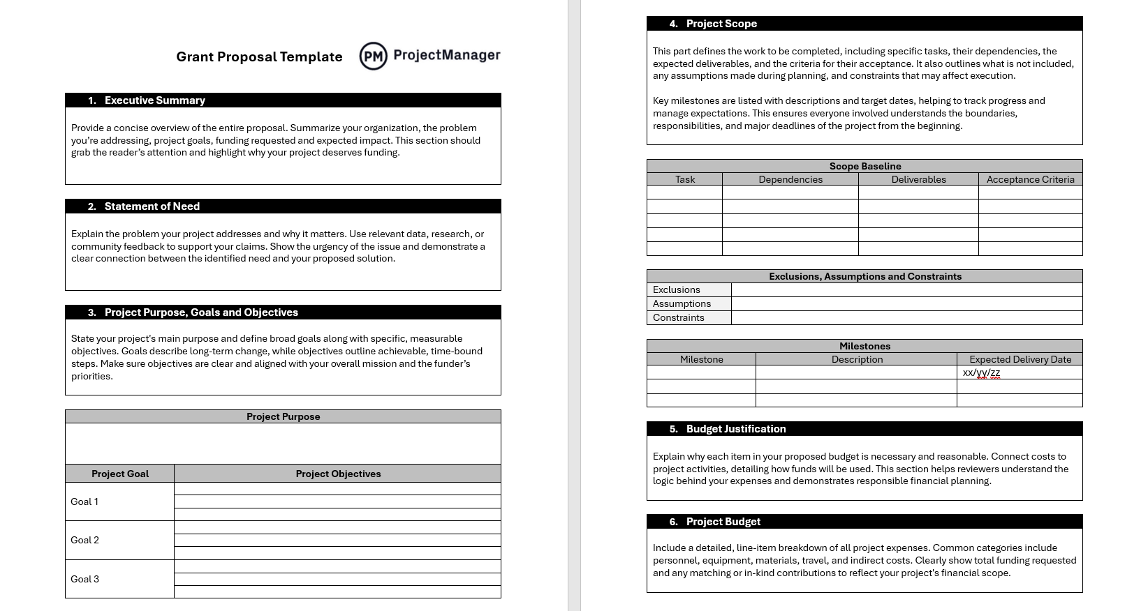 Free grant proposal template for Word
