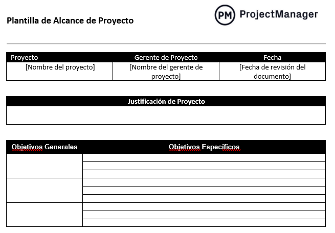 Plantilla de alcance de proyecto para Word