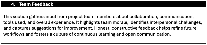 Team feedback project retrospective template