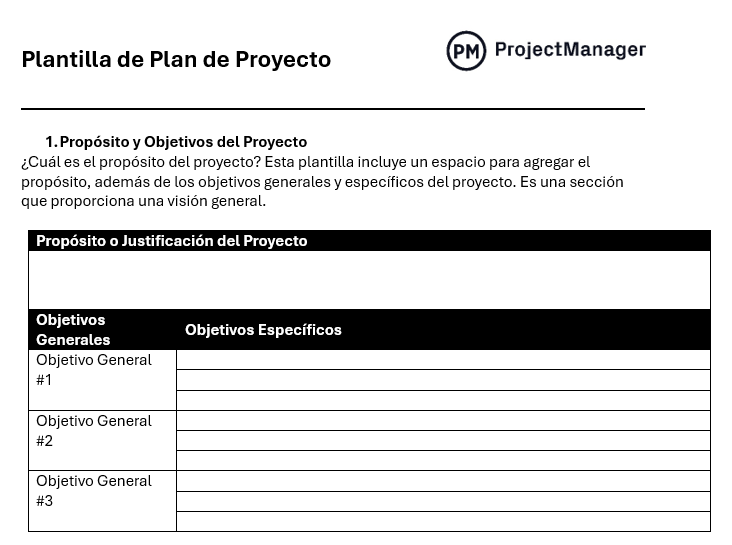 Plantilla de plan de proyecto para Word