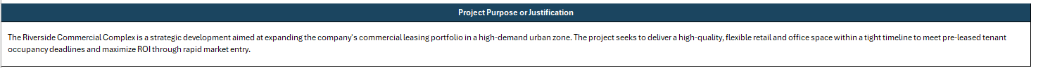 Project charter template for Excel purpose or justification