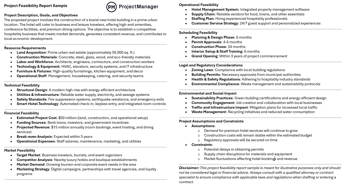 Project report example of a project feasibility report