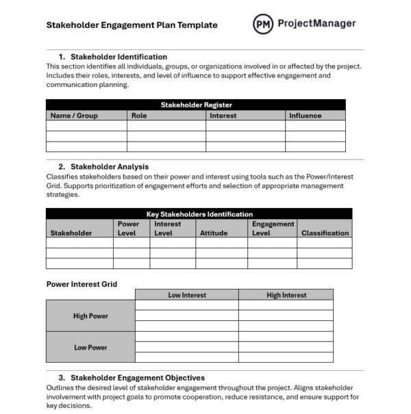 Stakeholder engagement plan template