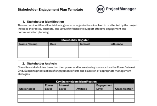 Stakeholder engagement plan template