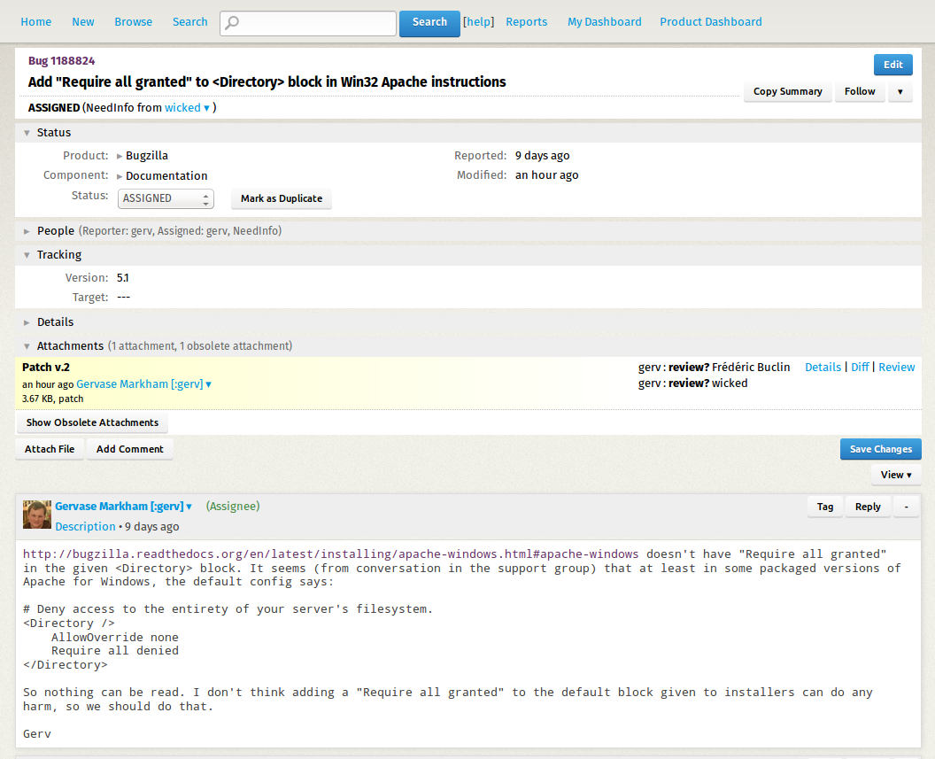 Issue tracking software, Bugzilla