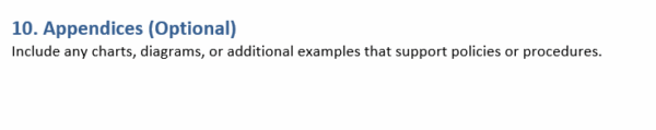 Policies and procedures template appendices