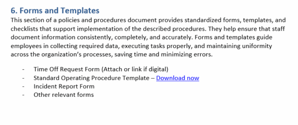 Policies and procedures template, forms and templates