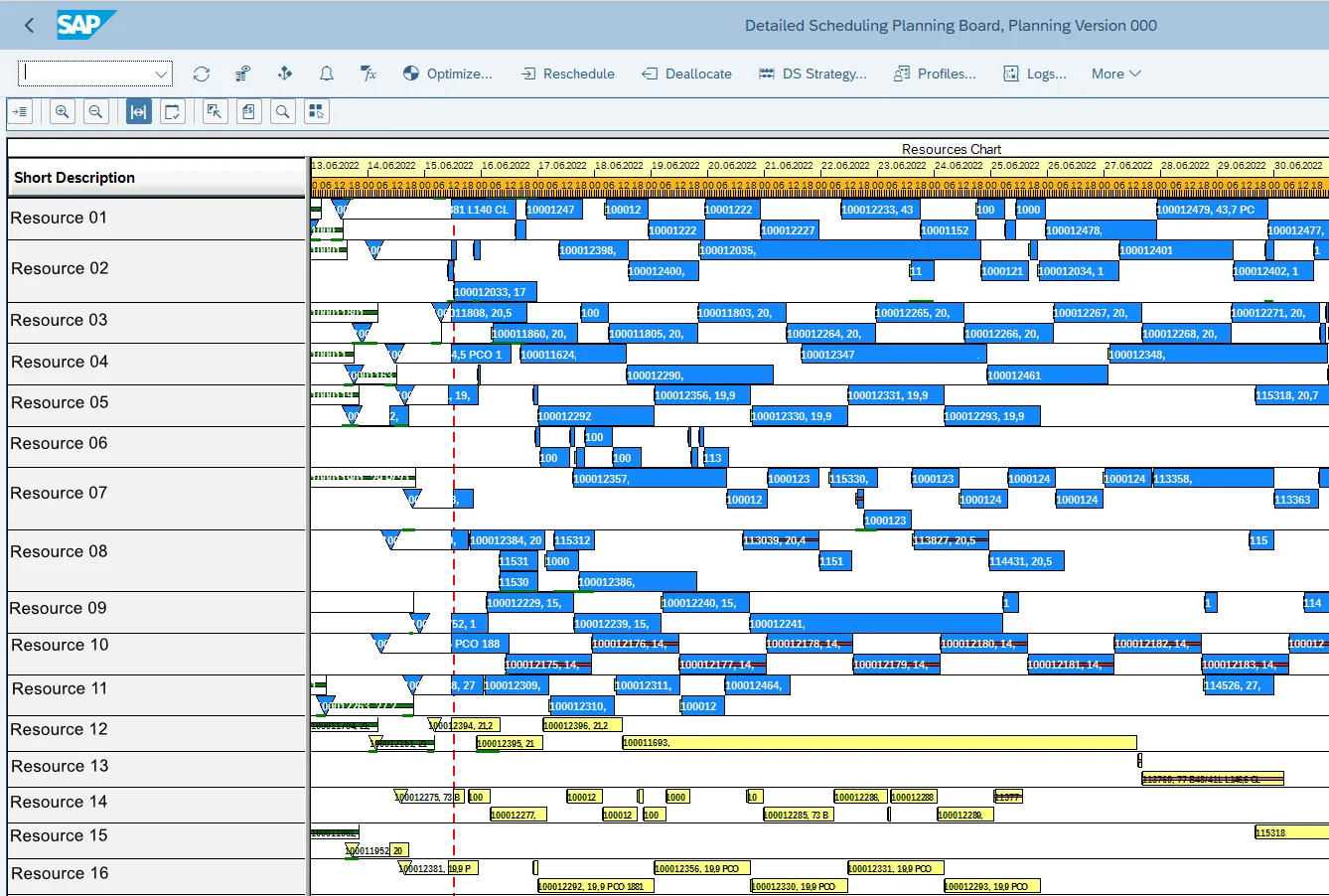 Production tracking software, SAP PP screenshot