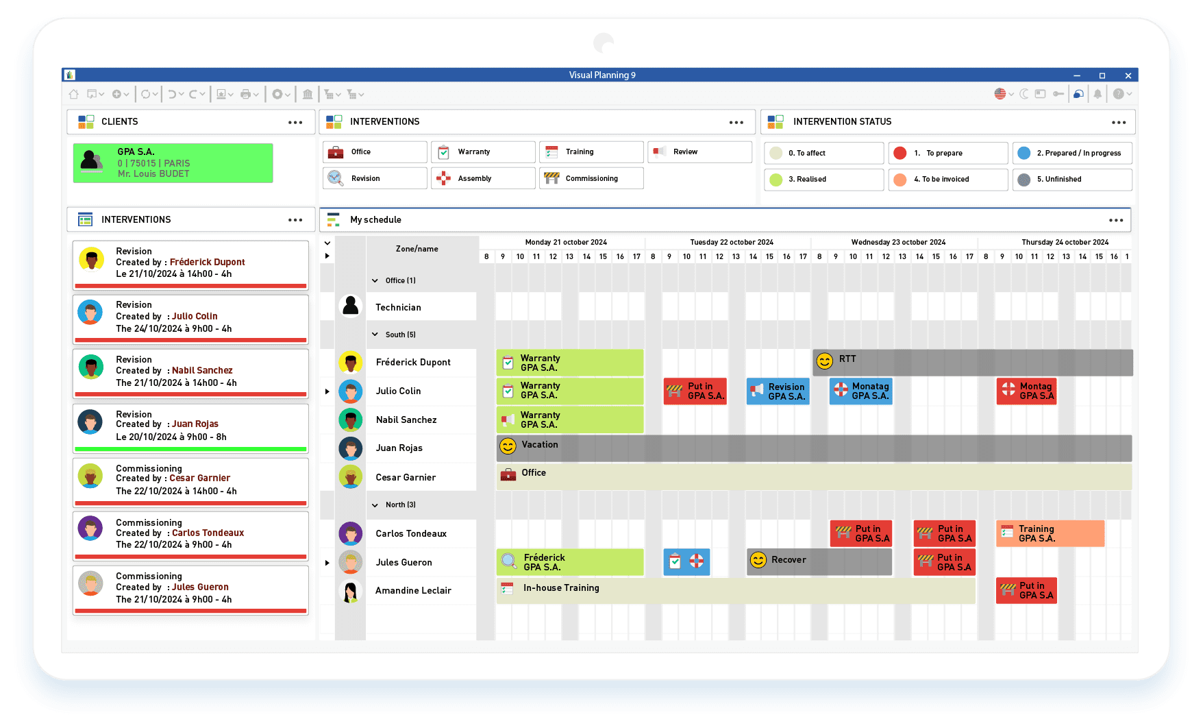 Production tracking software, Virtual Planning screenshot