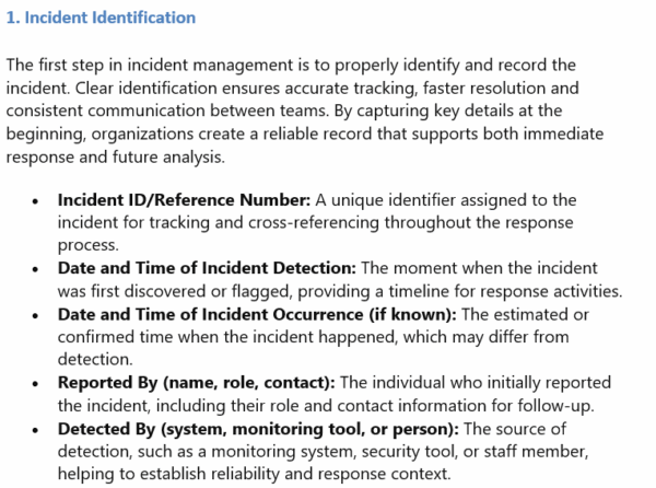 IT incident report template, ID