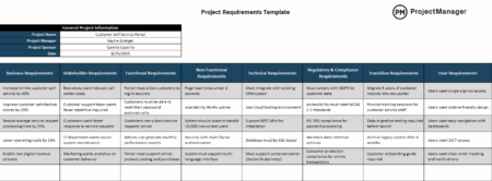 Project Requirements Template for Excel (Free Download)