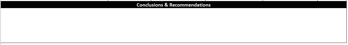 Project update template, conclusions and recommendations