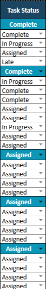 WBS template Google Sheets, status