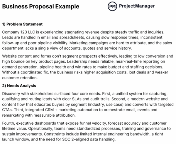 How to write a proposal, business proposal example