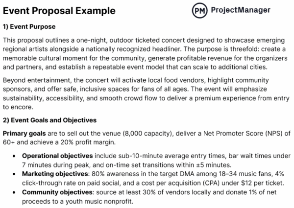 How to write a proposal, event proposal example