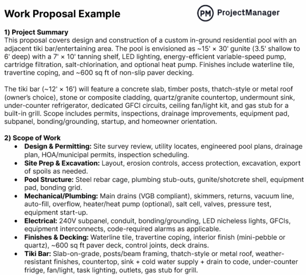 How to write a proposal, work proposal example