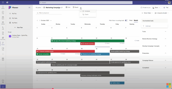 How to use Microsoft Planner, chart view