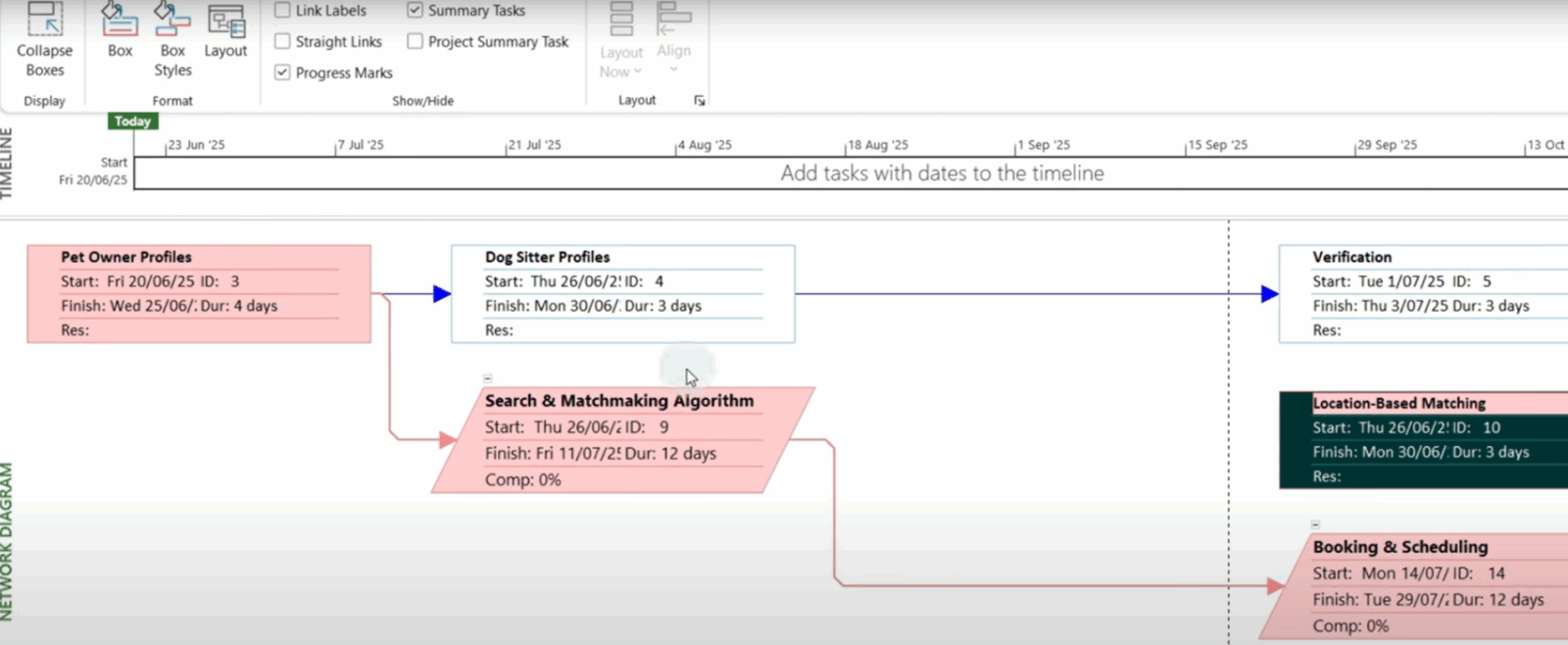 Microsoft Project Network Diagram