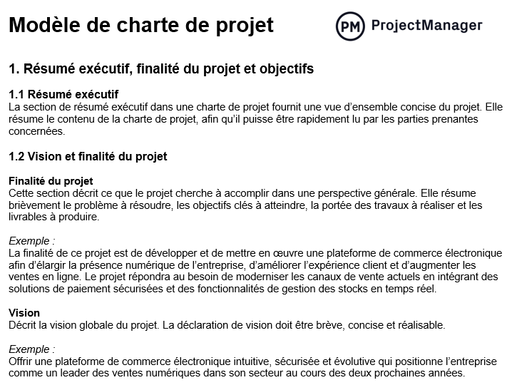 Modèle de charte de projet