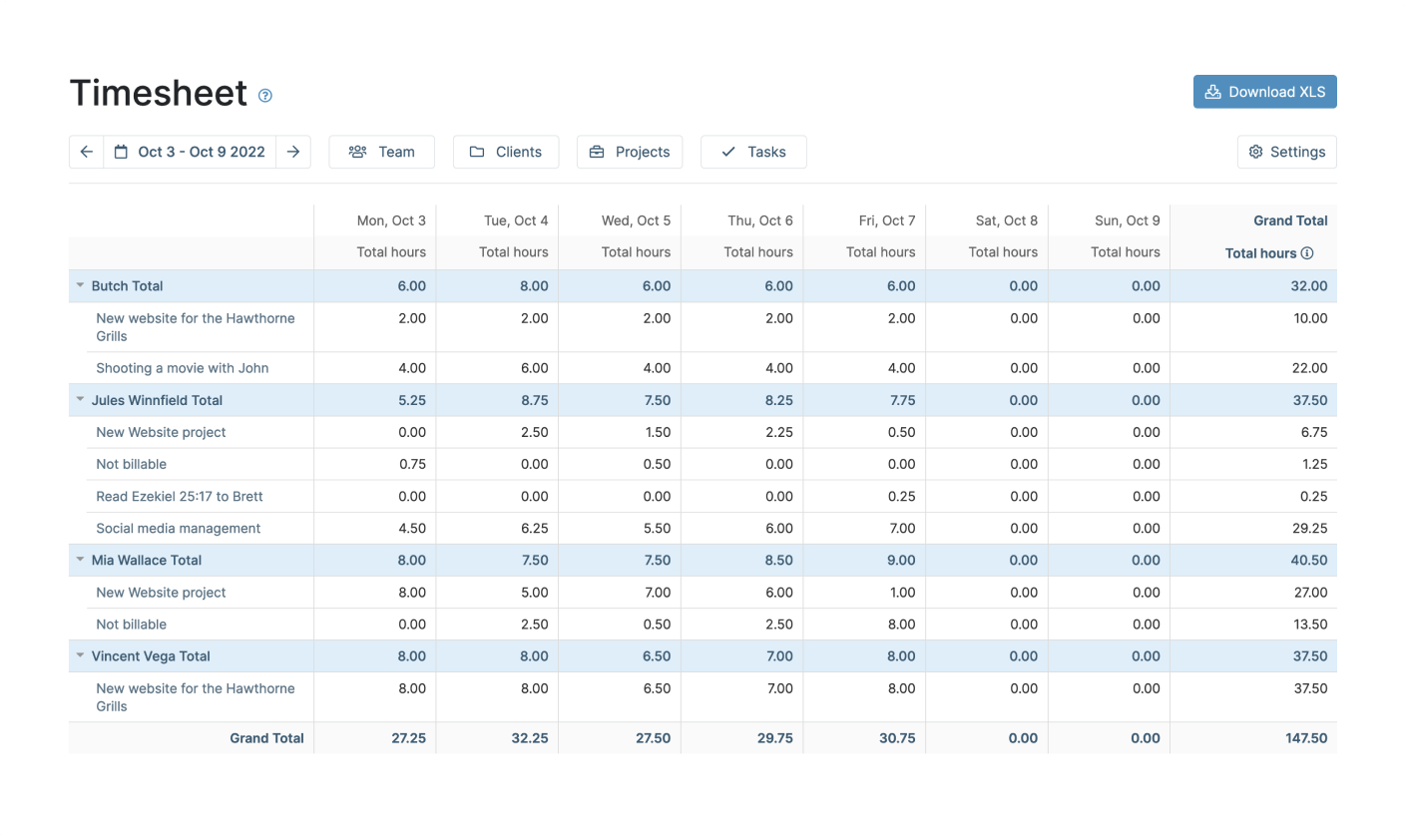Project time tracking, My Hours screenshot