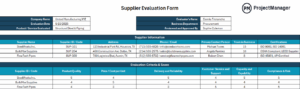 Supplier Evaluation Form for Excel (Free Download)