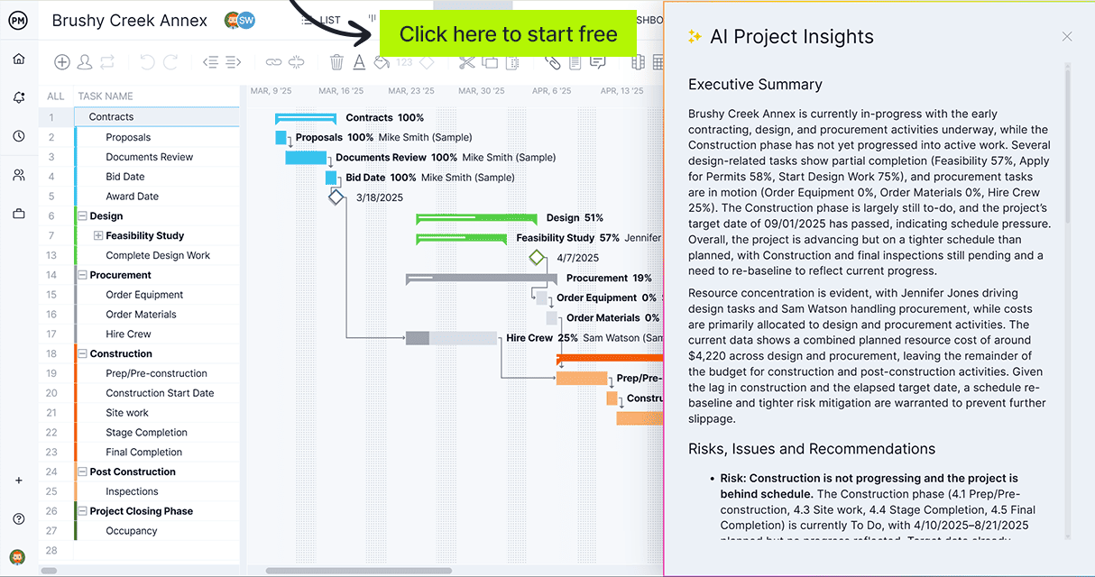 AI insights in ProjectManager