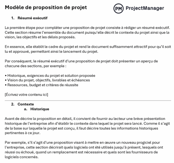 Modèle de proposition de projet de ProjectManager pour Word