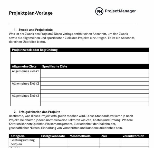 Projektplan-Vorlage