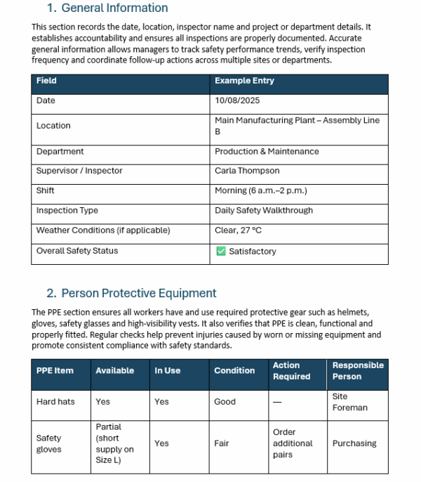 Safety checklist template