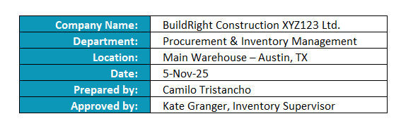 Stock register format, company info