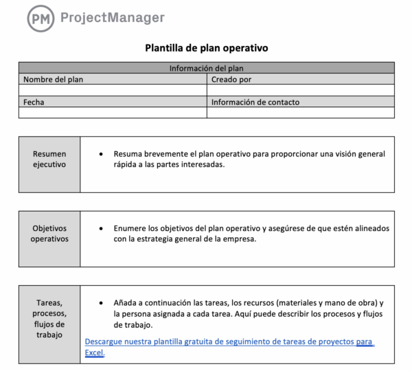 Plantilla de plan operativo de Word
