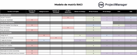 Modelo de matriz raci para Excel (gratuito) - ProjectManager