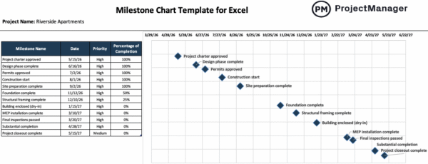 Milestone Chart Template for Excel