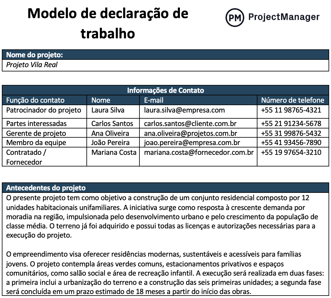 Modelo de declaração de trabalho para Word (gratuito) - ProjectManager