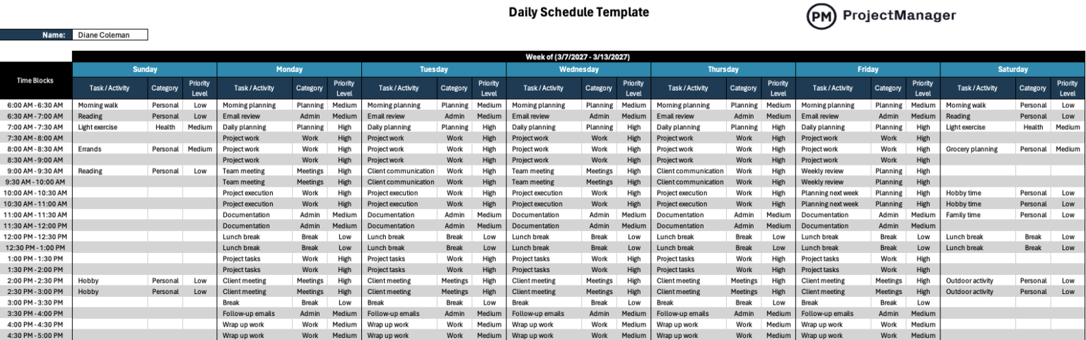 Excel Routine 10 Excel Planner Templates for Planning Tasks, Work and Projects ...