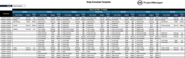 Daily Schedule Template