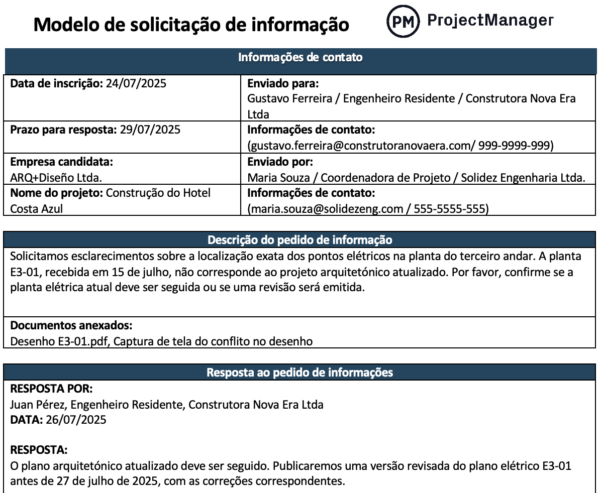 Modelo de solicitação de informação para Word