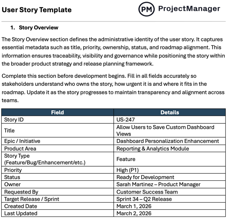 User Needs Report Example 6 Free Requirement Gathering Templates for Excel and Word - ProjectManager