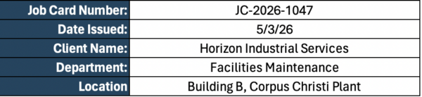 Job card template header image