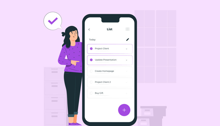 Mobile project management illustration