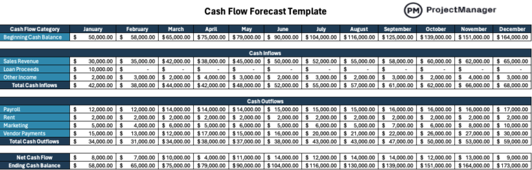 Cash Flow Forecast Template for Excel (Free Download)