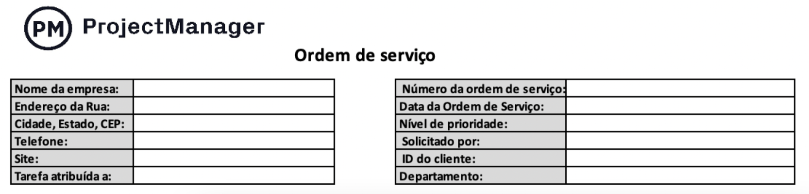 Informações de rastreamento da ordem de serviço