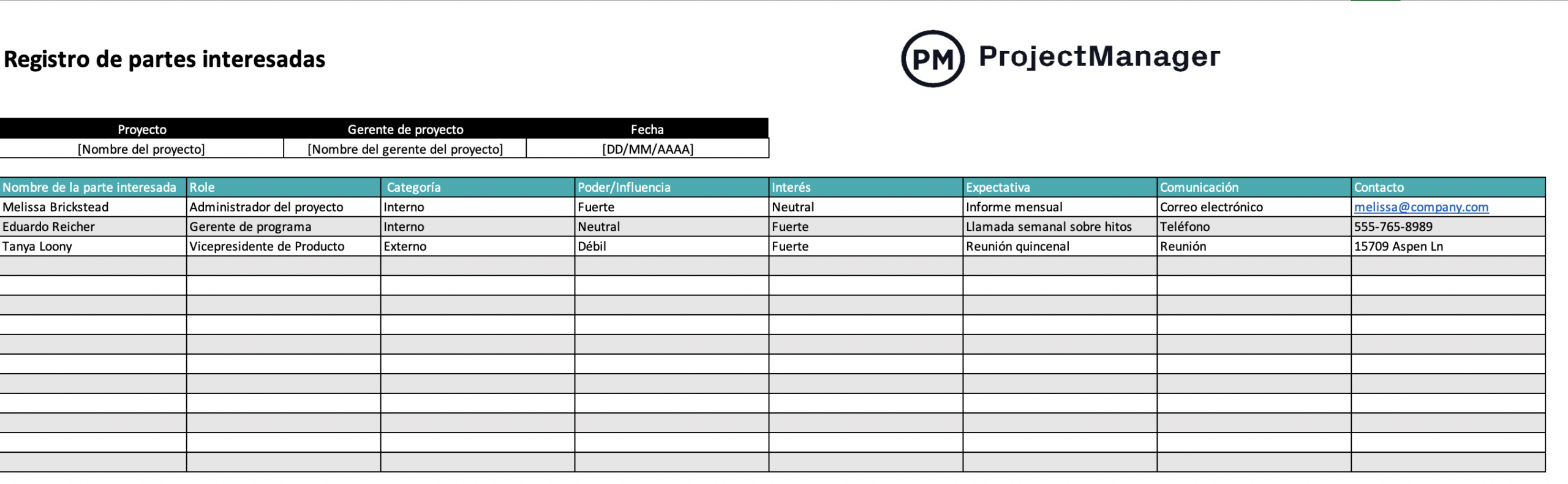 plantilla de registro de interesados para Excel