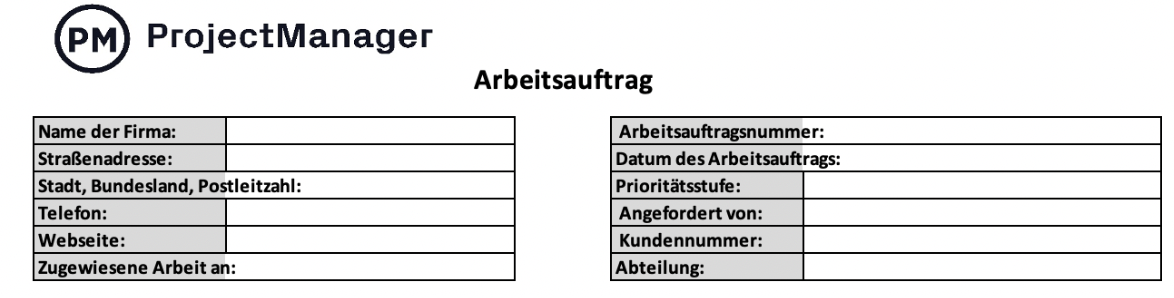 Tracking-Abschnitt in der Arbeitsauftrag-Vorlage