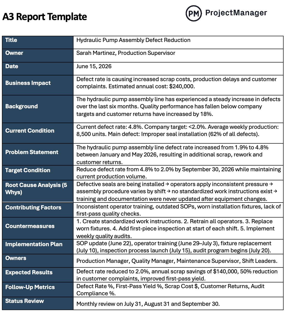 A3 Report Template
