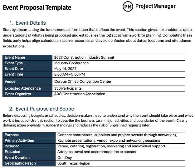 Event Proposal Template